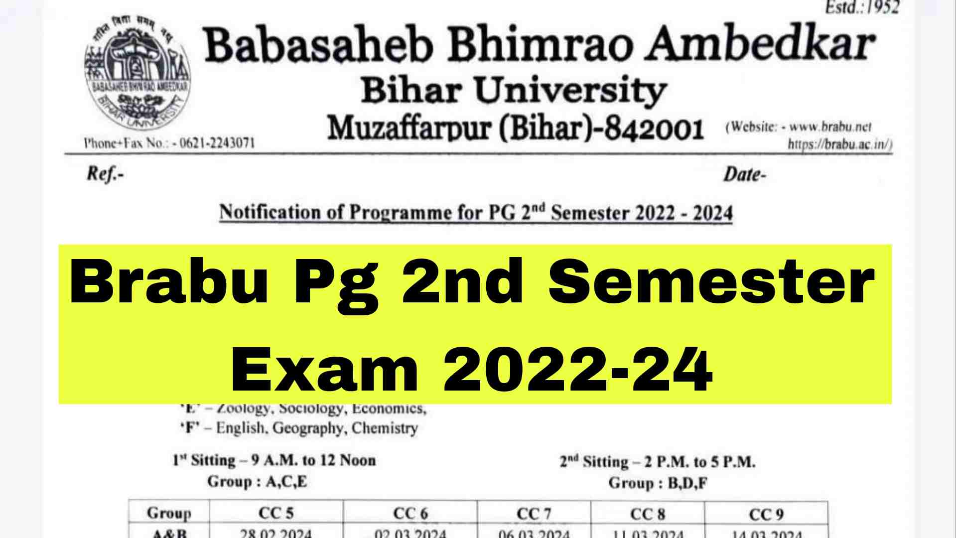 Brabu Pg Nd Semester Exam Exam Date Exam Programme Admit