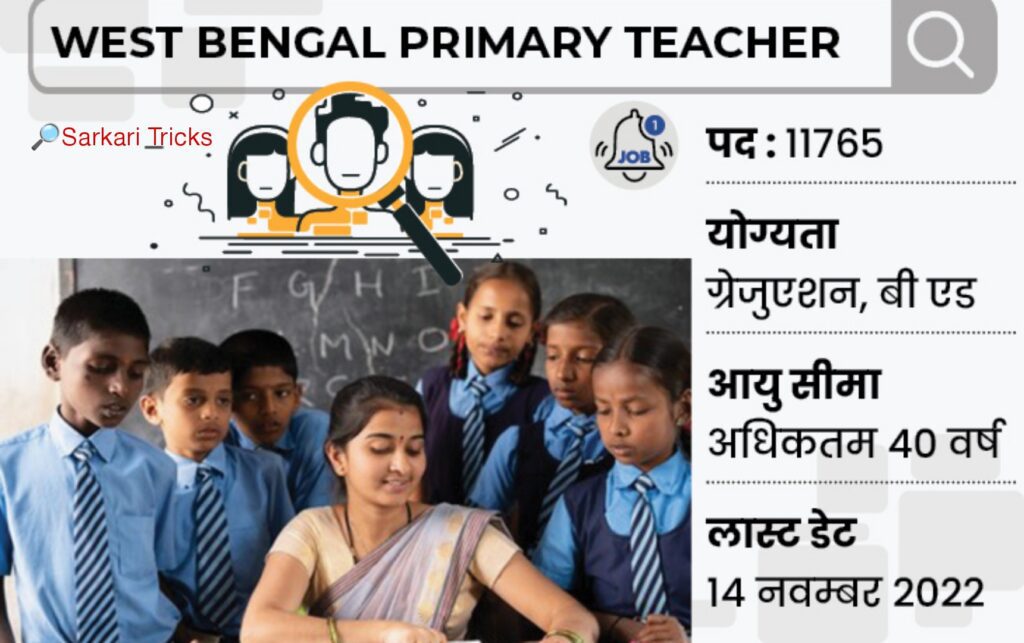 west bengal primary teacher recruitment 2022 | पश्चिम बंगाल प्राइमरी टीचर भर्ती 2022