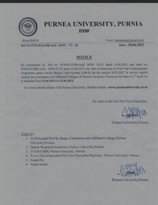 Purnea University Part 1 Admission 2023