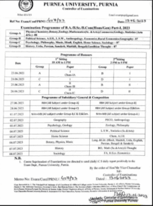 Purnea University Part 1 Admit Card 2023