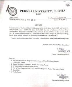 Purnea University 3rd Merit List 2023