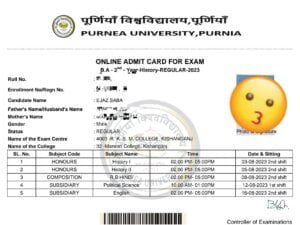 Purnea University Part 2 Admit Card 2023