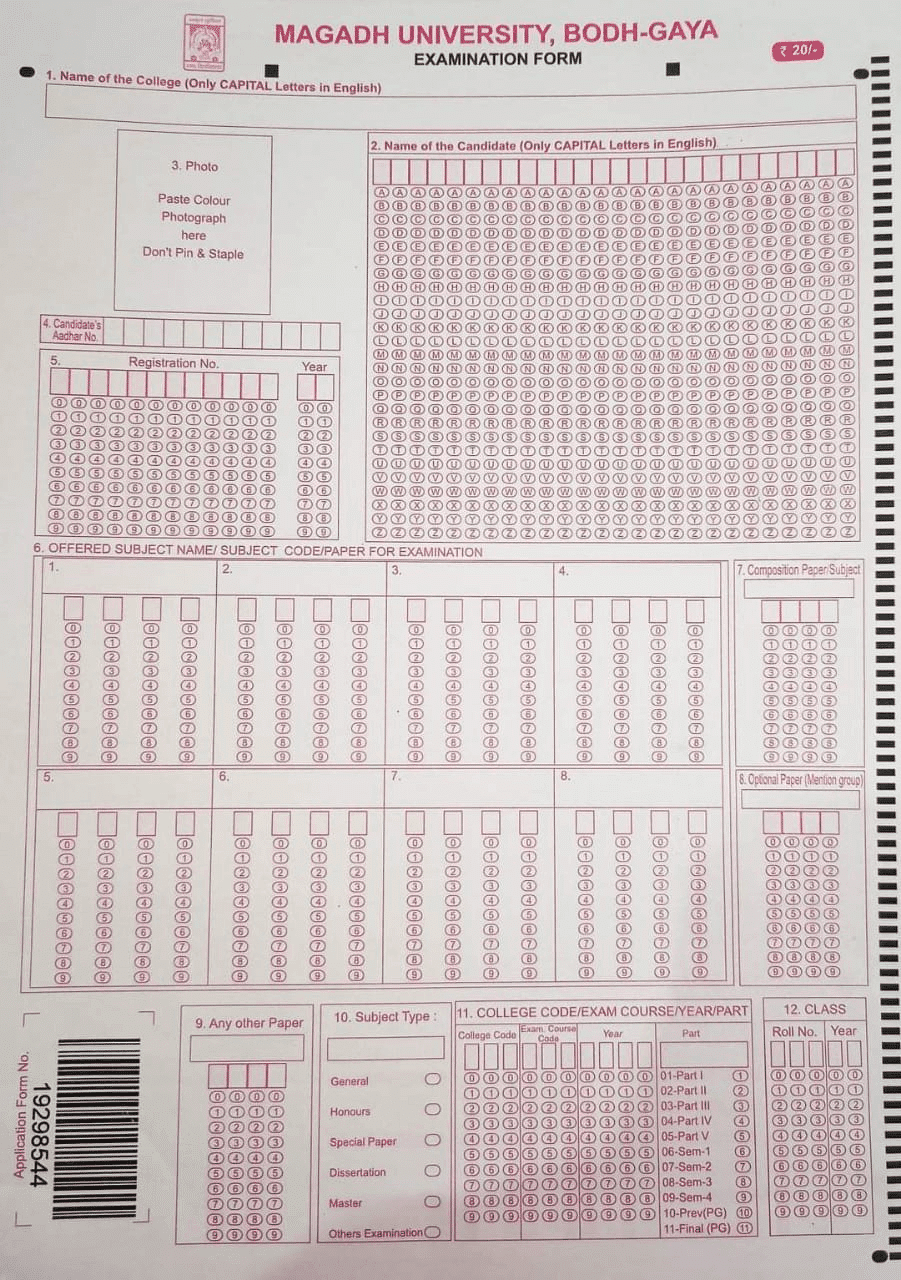 Magadh University Part 2 form fillup 2020-23