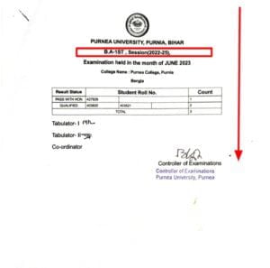 Purnea University Part 1 Art's Result 2023