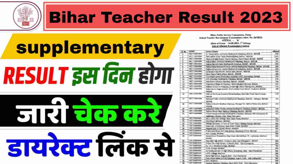 Bihar Teacher Supplementary Result 2023