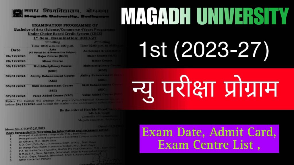 Magadh University Part 1 Exam New Date 2023-27