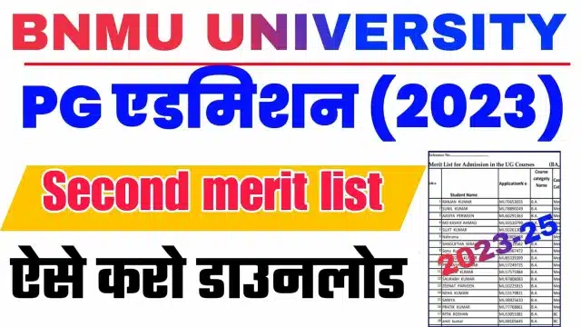 BNMU PG 2nd Merit List 2023-25