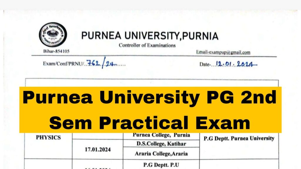 Purnea University PG 2nd Semester Exam 2023