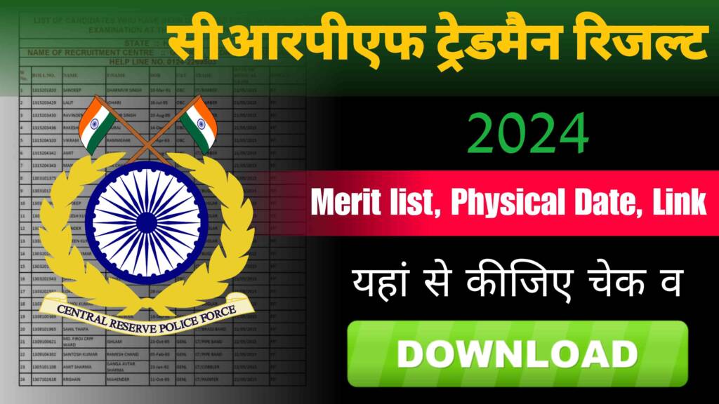 CRPF Tradesman Result 2024