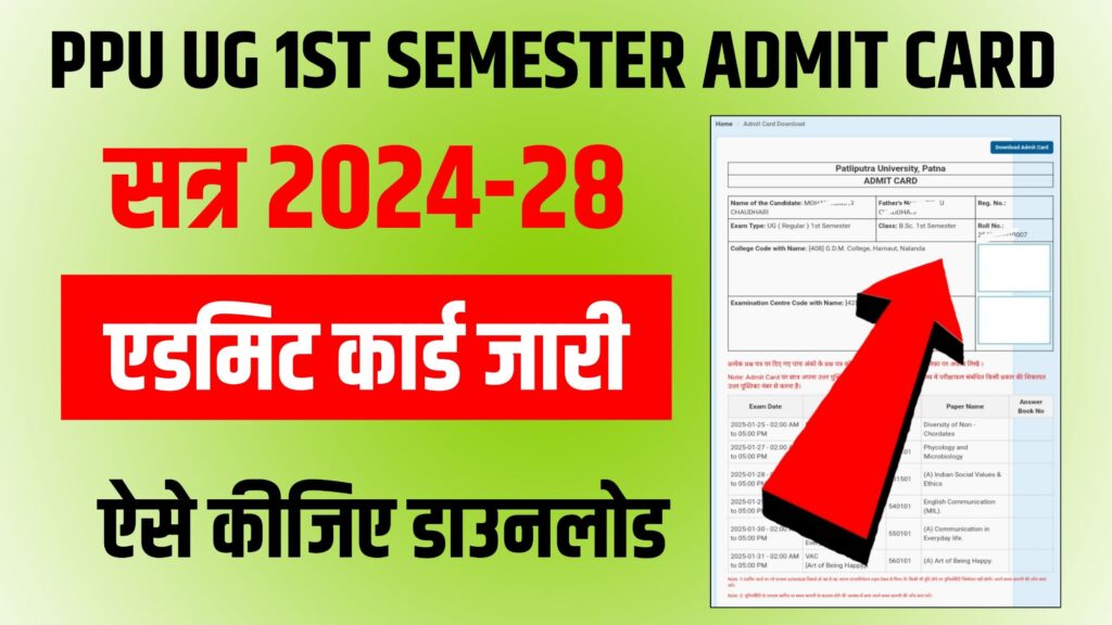 PPU UG 1st Semester Admit Card 2024-28