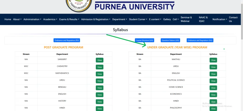 Purnia University UG Syllabus 2024-28
