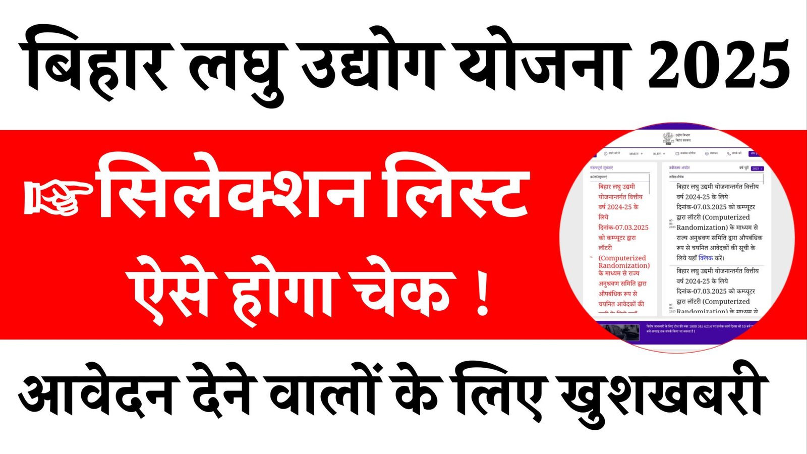 Bihar Laghu Udyami Yojana Selection List 2025