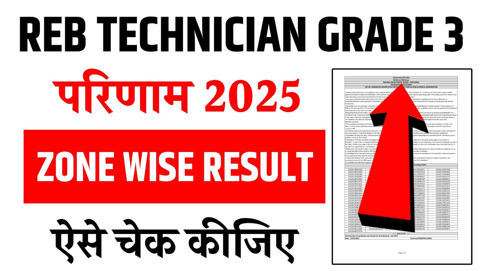 RRB Technician Grade 3 Result 2025