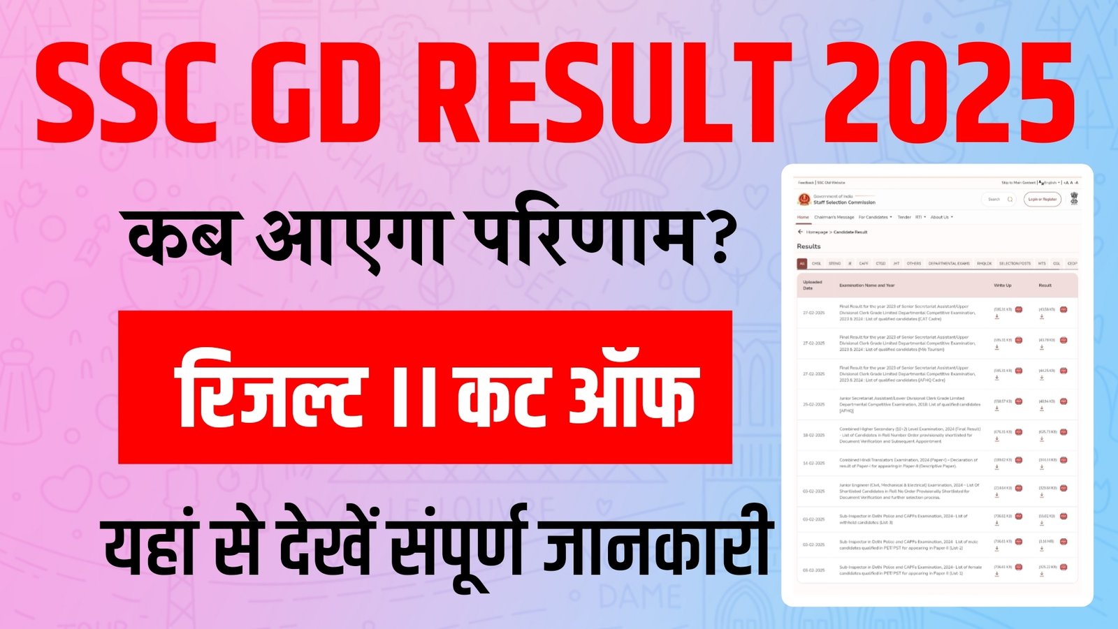 SSC GD RESULT 2025 Kab Aayega