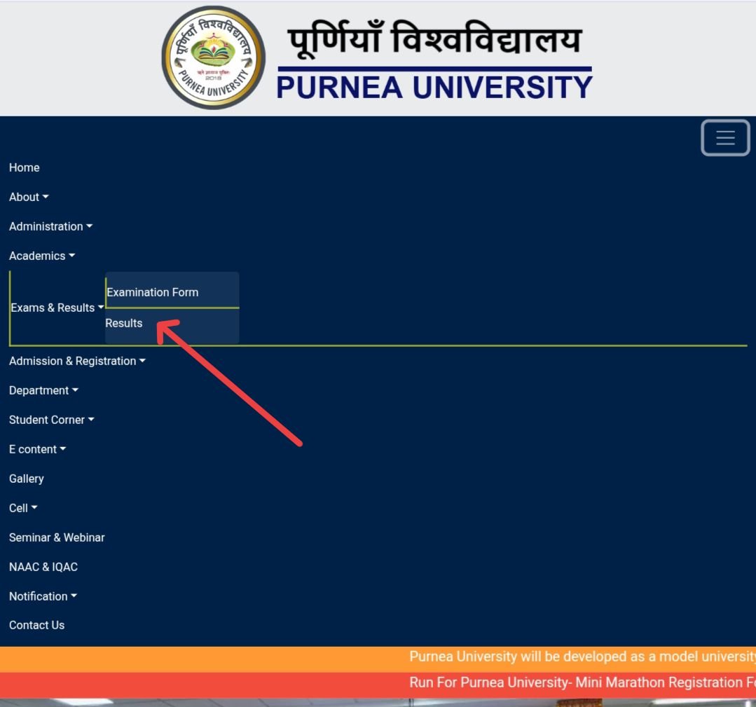Purnea University PG 1st Semester Result 2024-26