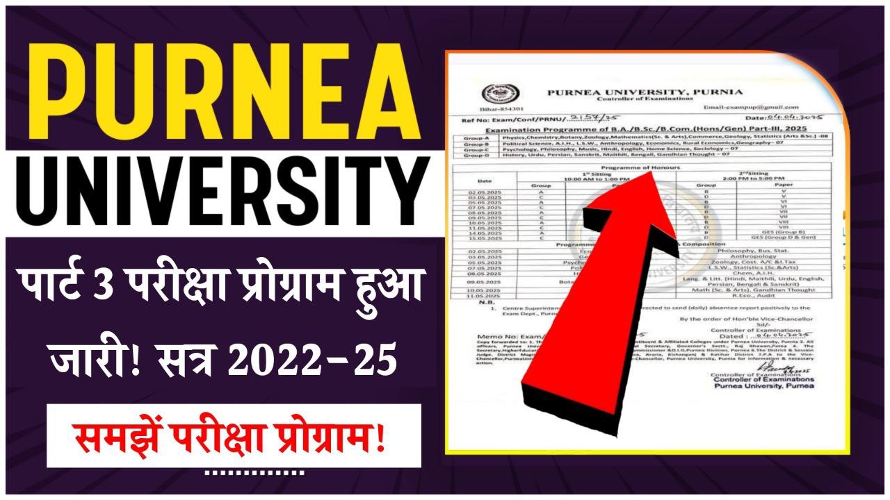 Purnea University Part 3 Exam Date 2022-25