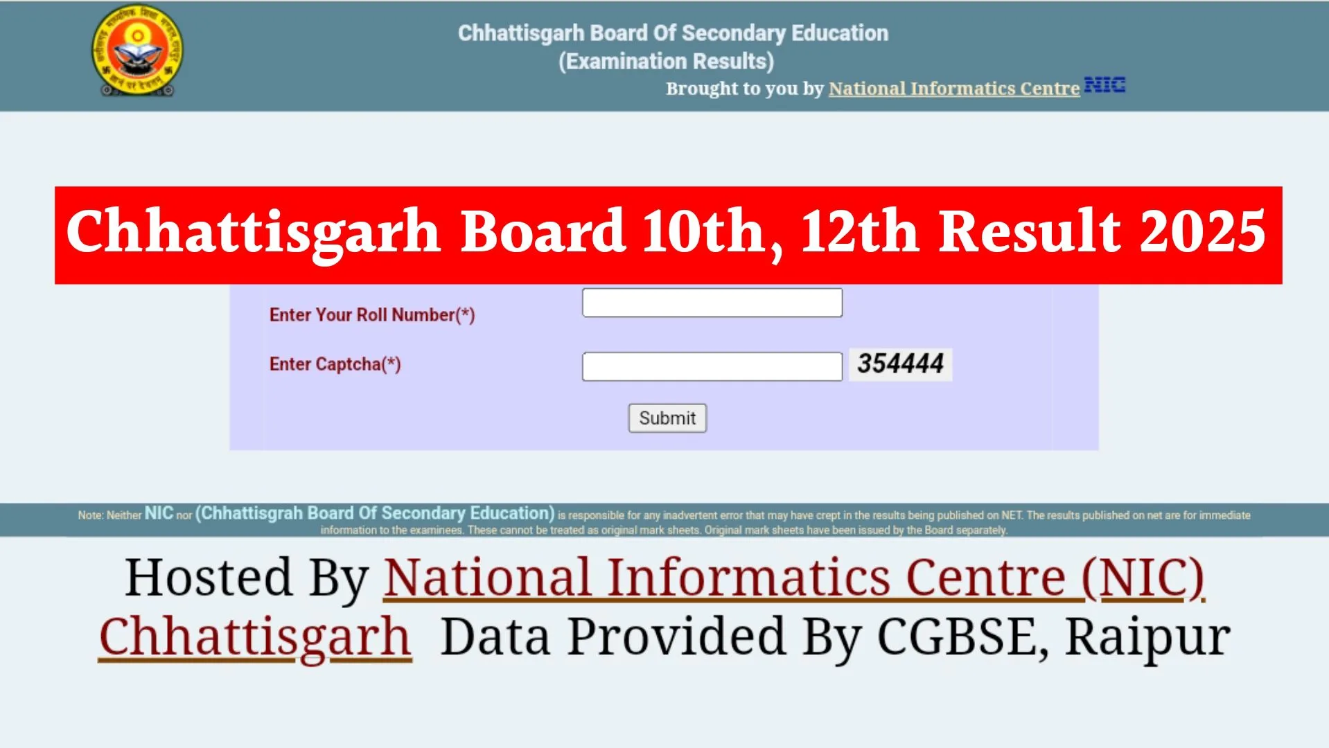 Chhattisgarh Board Result 2025