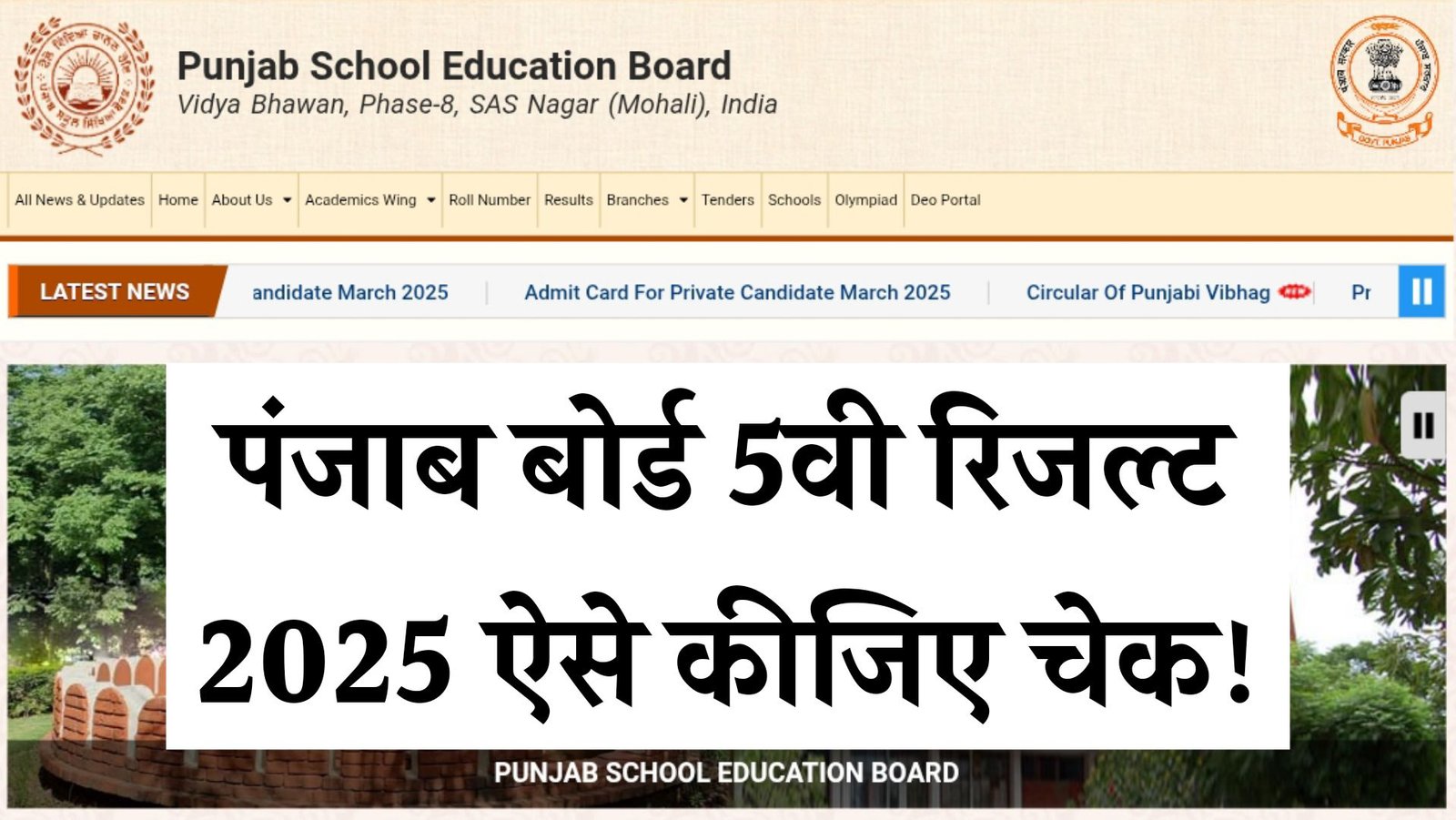 PSEB Punjab Board 5th Result 2025