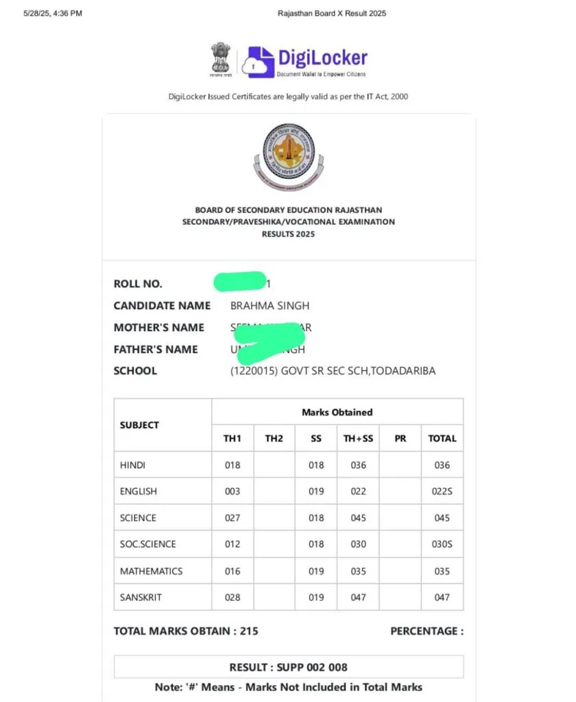 rbse board class 10th result 2025