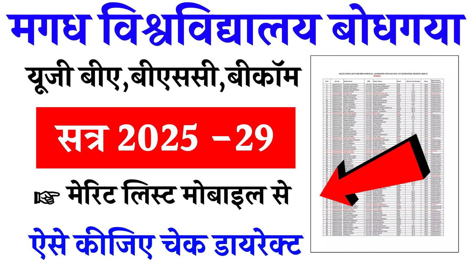 Magadh University UG Merit List 2025