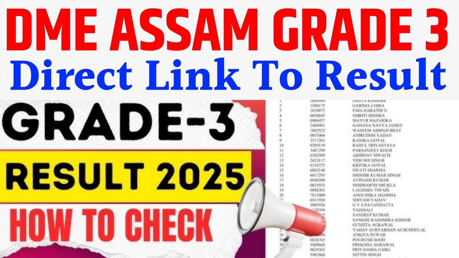 DME Assam Grade 3 Result 2025