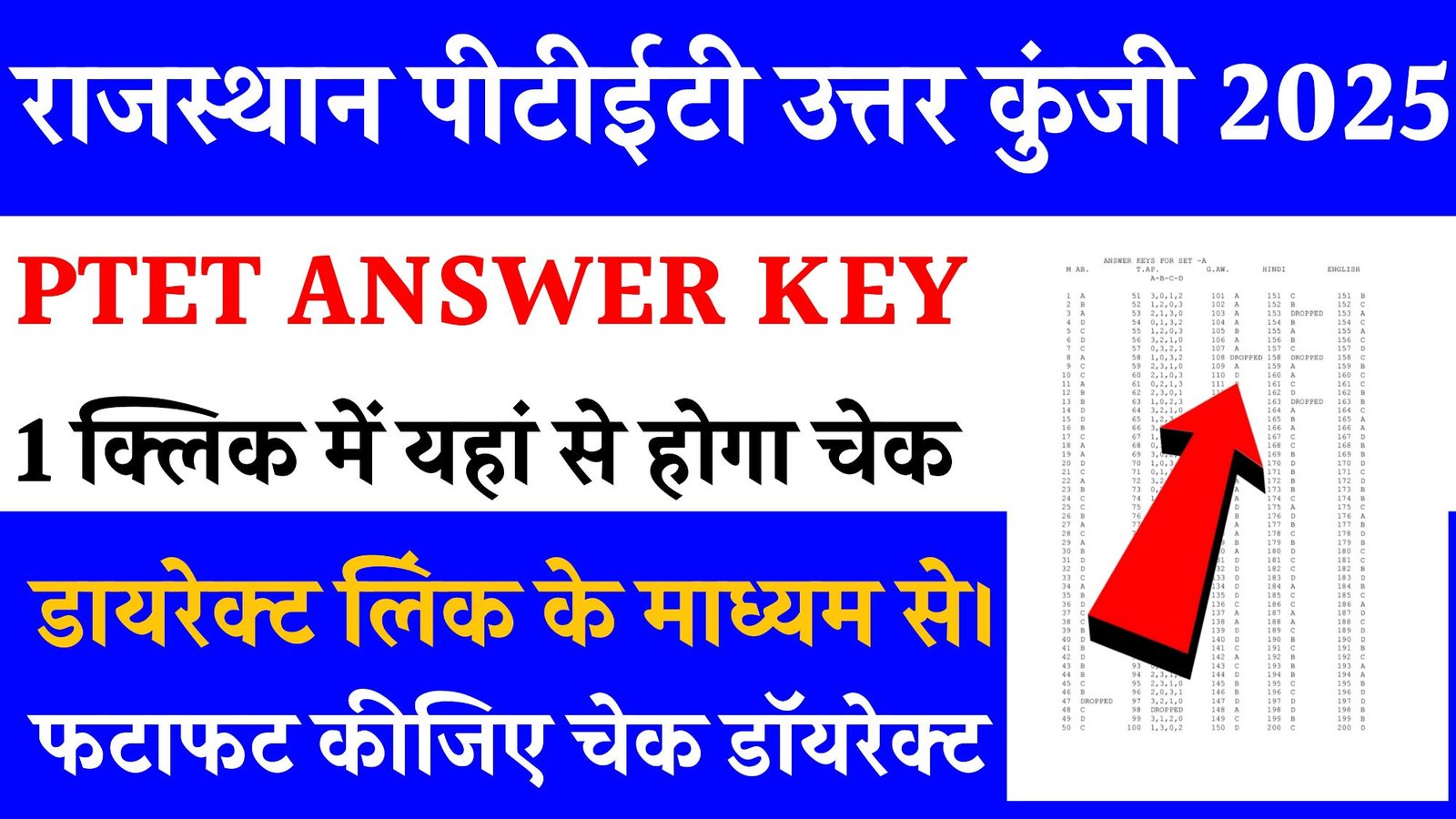 Rajisthan PTET Answer Key 2025