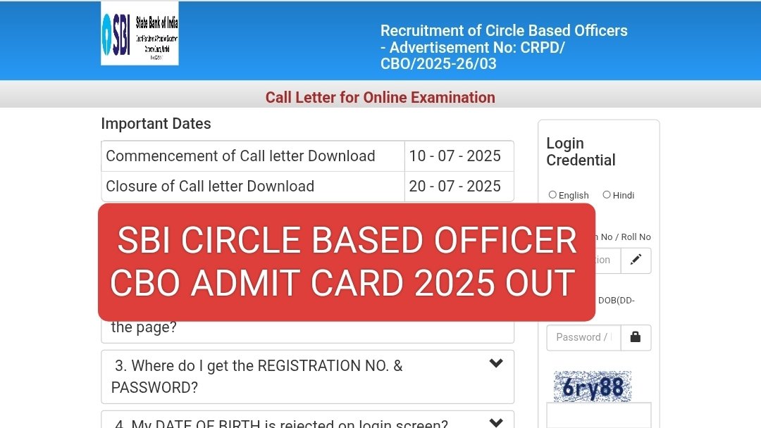 SBI CBO Admit Card 2025