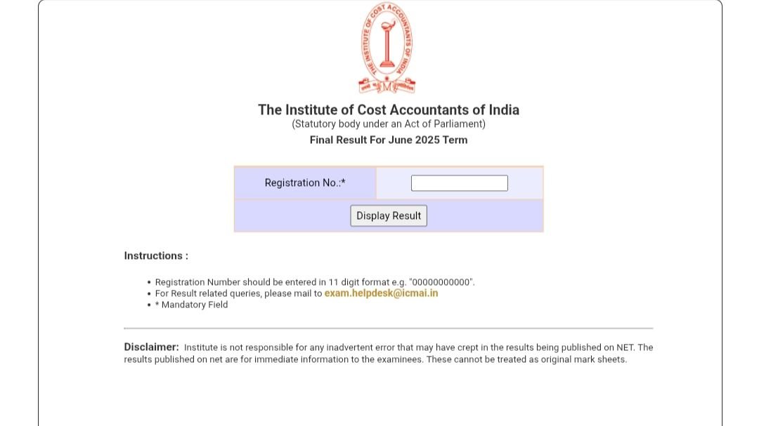 ICMAI CMA June 2025 Results