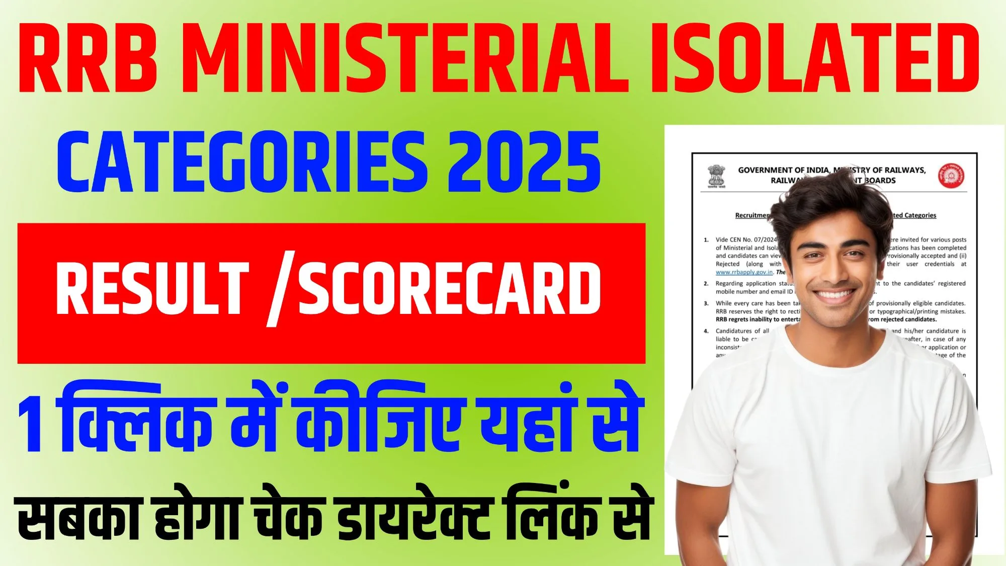 RRB Ministerial & Isolated Categories Result 2025