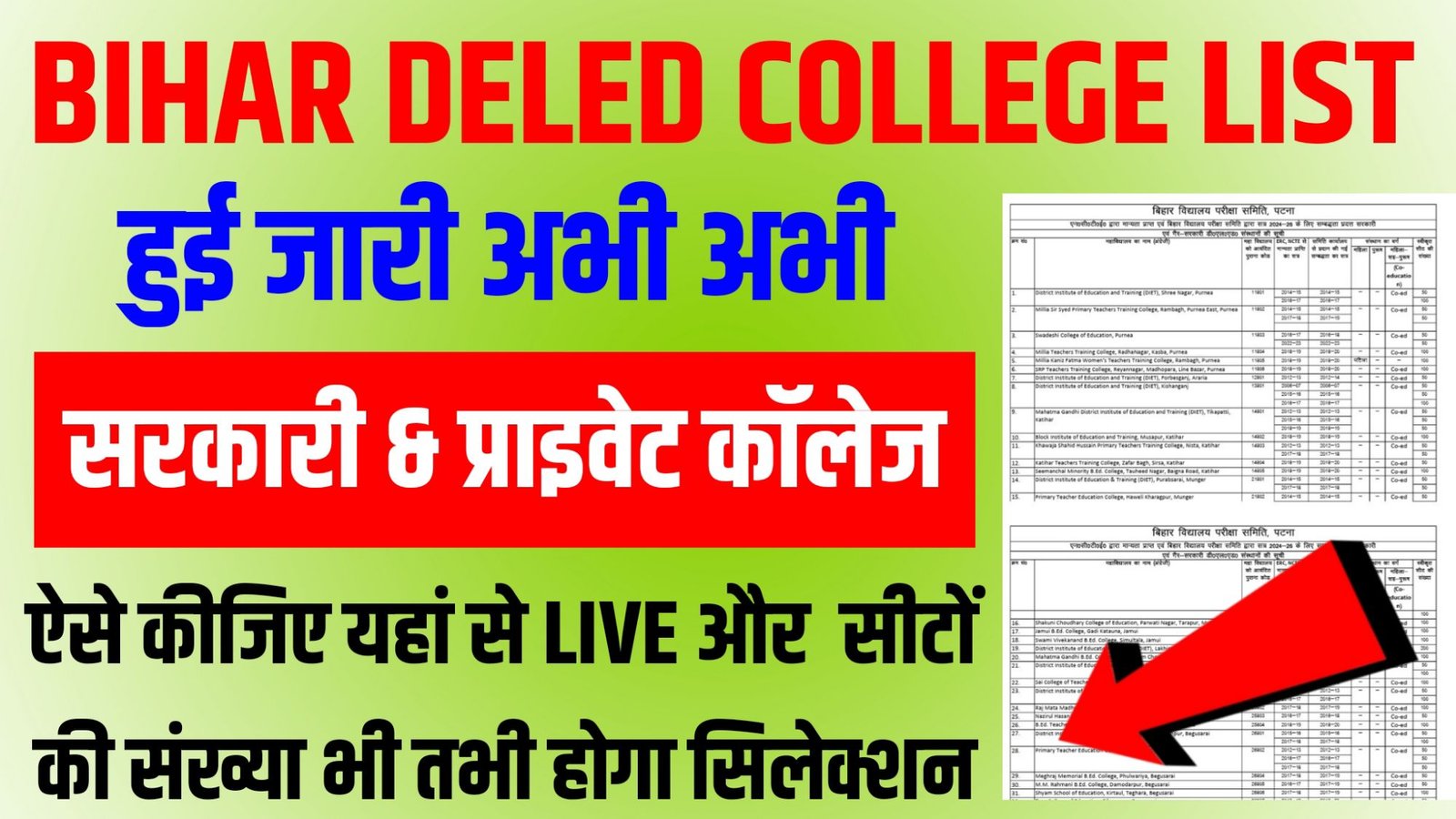 Bihar D.EL.ED College List PDF Download