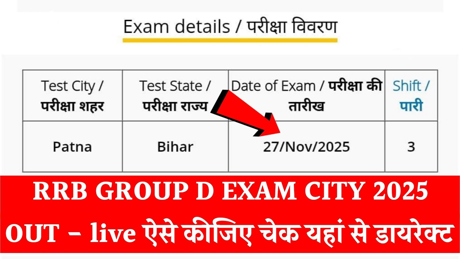 RRB Group D Exam City 2025 Intimation Letter Download