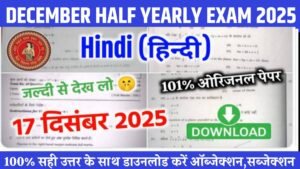 17 December 11th Hindi Half Yearly Exam Answer Key 2025
