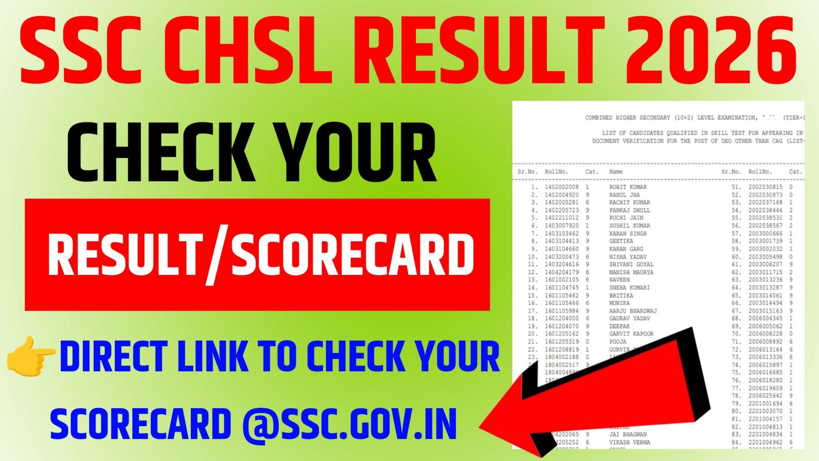 SSC CHSL Result 2026