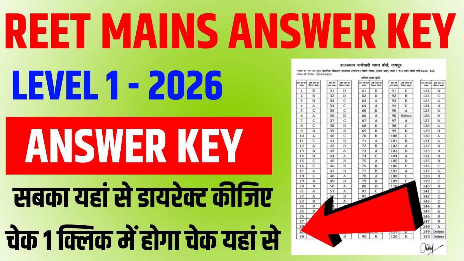 REET Mains Answer Key 2026