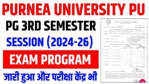 Purnea University PG 3rd Semester Exam Programme & Centre List 2026