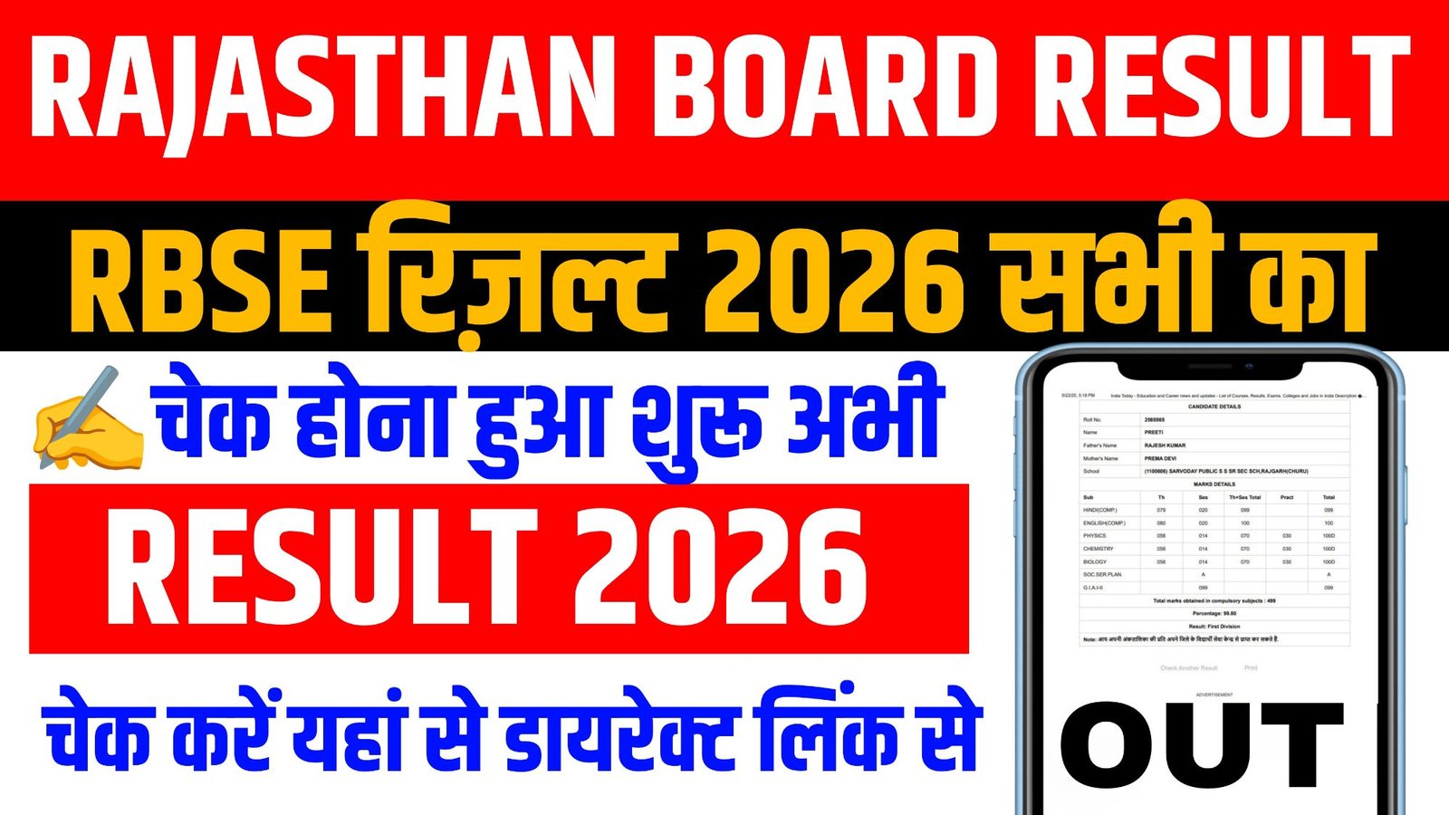 Rajasthan Board Result 2026