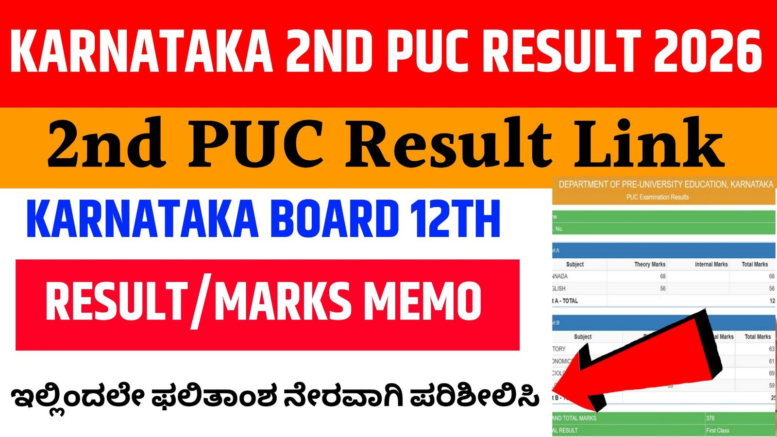 Karnataka 2nd PUC Result 2026