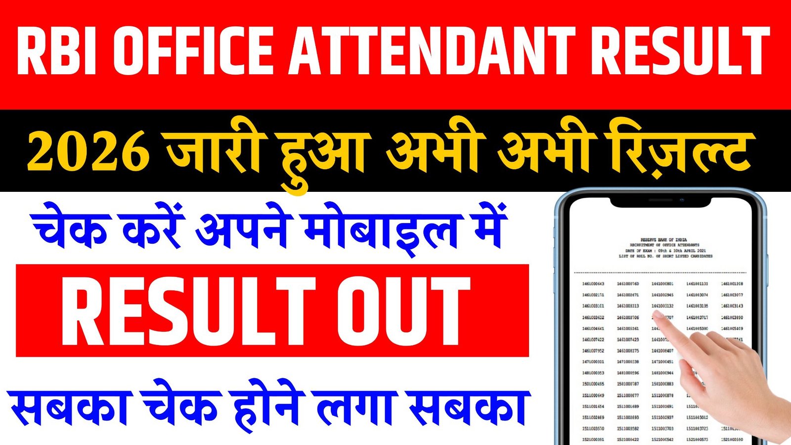 RBI office attendant Result 2026