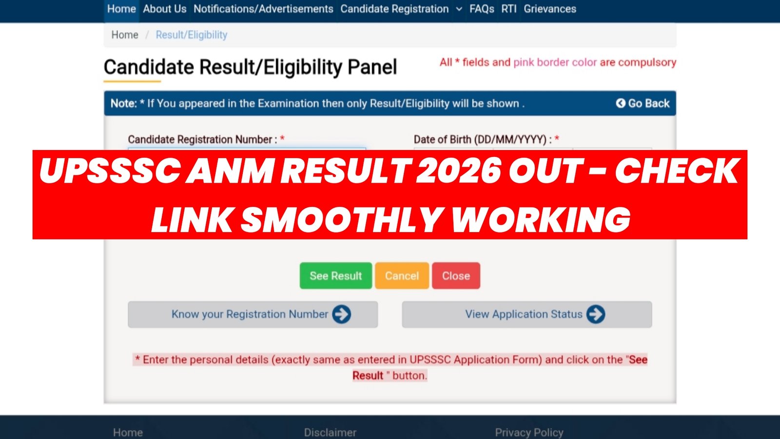 UPSSSC ANM Result 2026