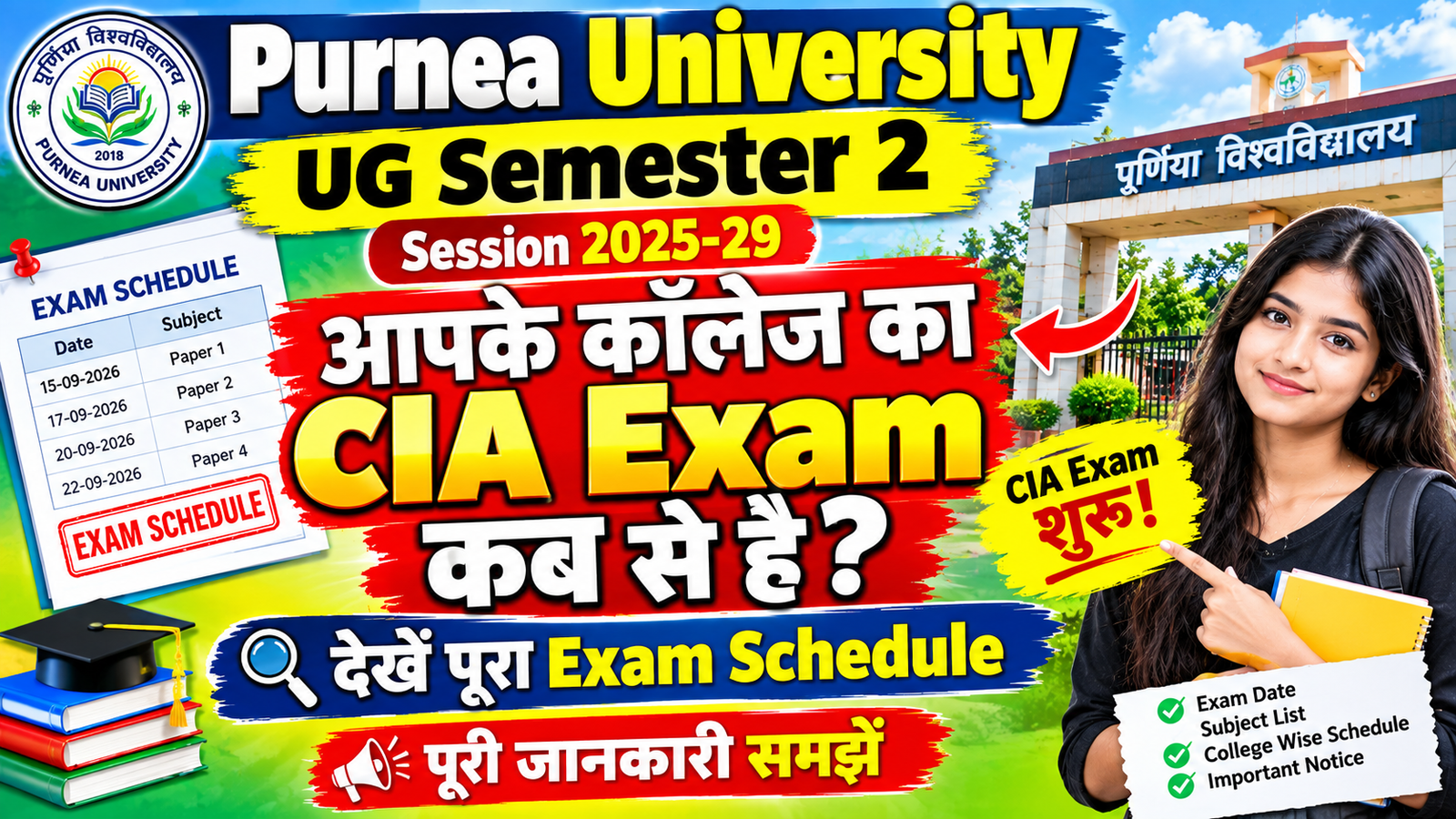 Purnea University UG Semester 2 CIA Exam 2026