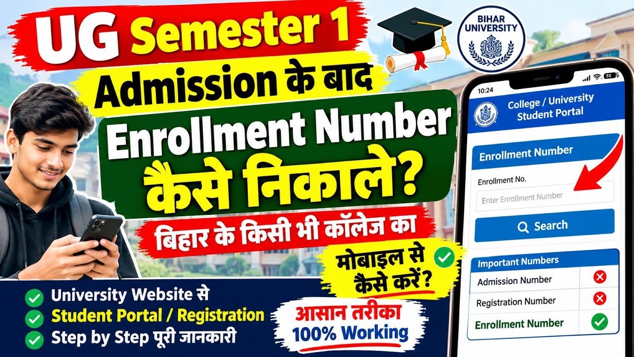 UG 1st Semester Enrollment Number कैसे पता करें? 2026